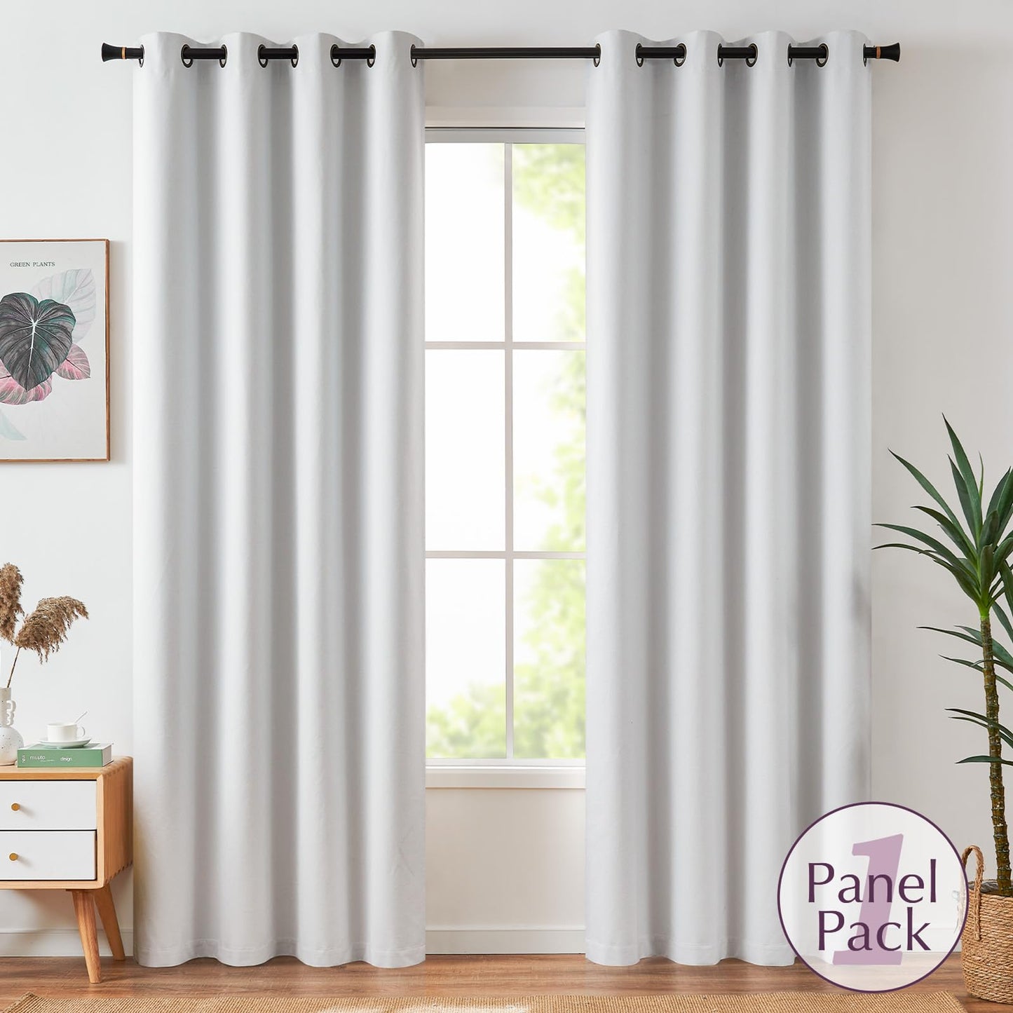 jinchan 70% Blackout Linen Textured Curtain for Living Room Darkening 84 Inch Long Bedroom Curtain Thermal Insulated Curtain Greyish Beige Curtain Grommet Top Window Curtain 1 Panel