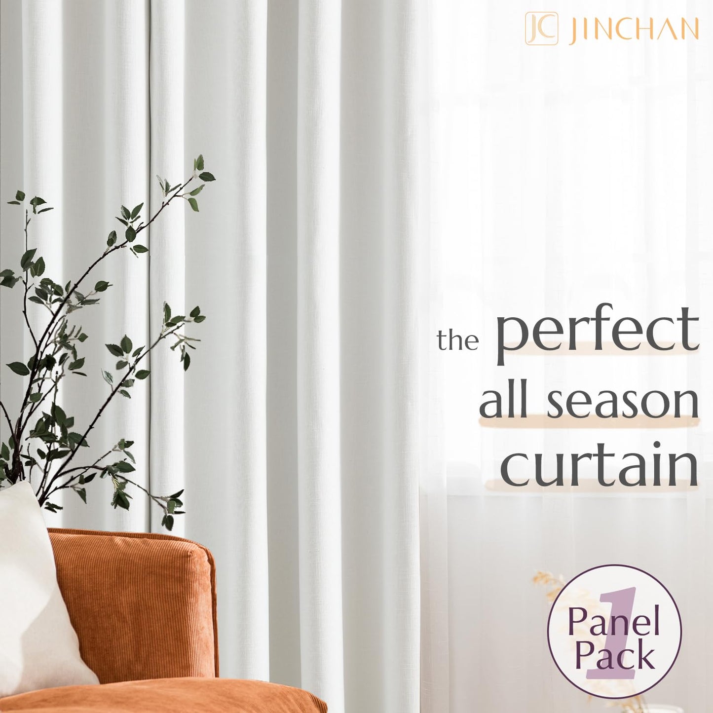 jinchan 70% Blackout Linen Textured Curtain for Living Room Darkening 84 Inch Long Bedroom Curtain Thermal Insulated Curtain Greyish Beige Curtain Grommet Top Window Curtain 1 Panel