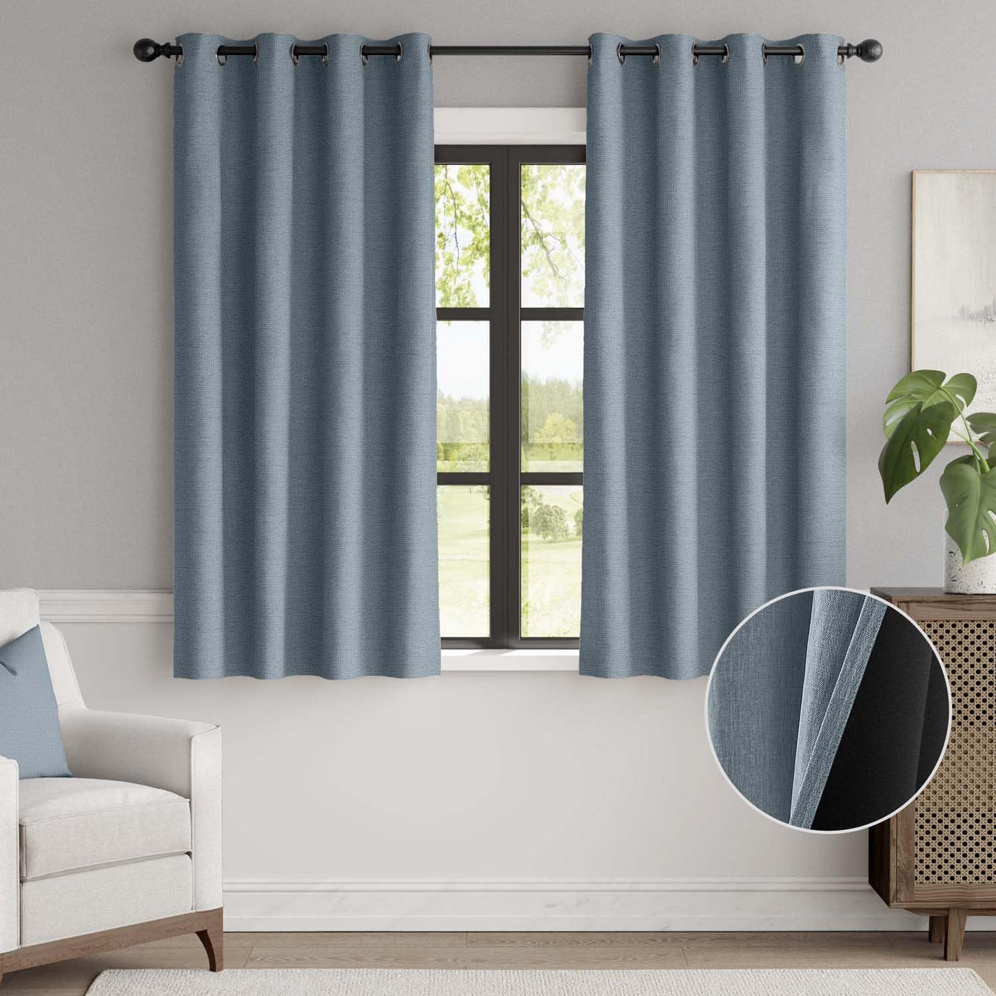 jinchan 70% Blackout Linen Textured Curtain for Living Room Darkening 84 Inch Long Bedroom Curtain Thermal Insulated Curtain Greyish Beige Curtain Grommet Top Window Curtain 1 Panel