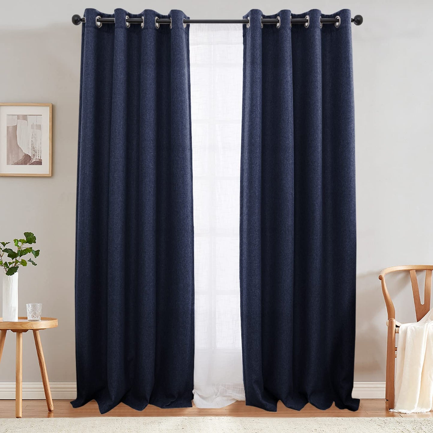 jinchan 70% Blackout Linen Textured Curtain for Living Room Darkening 84 Inch Long Bedroom Curtain Thermal Insulated Curtain Greyish Beige Curtain Grommet Top Window Curtain 1 Panel