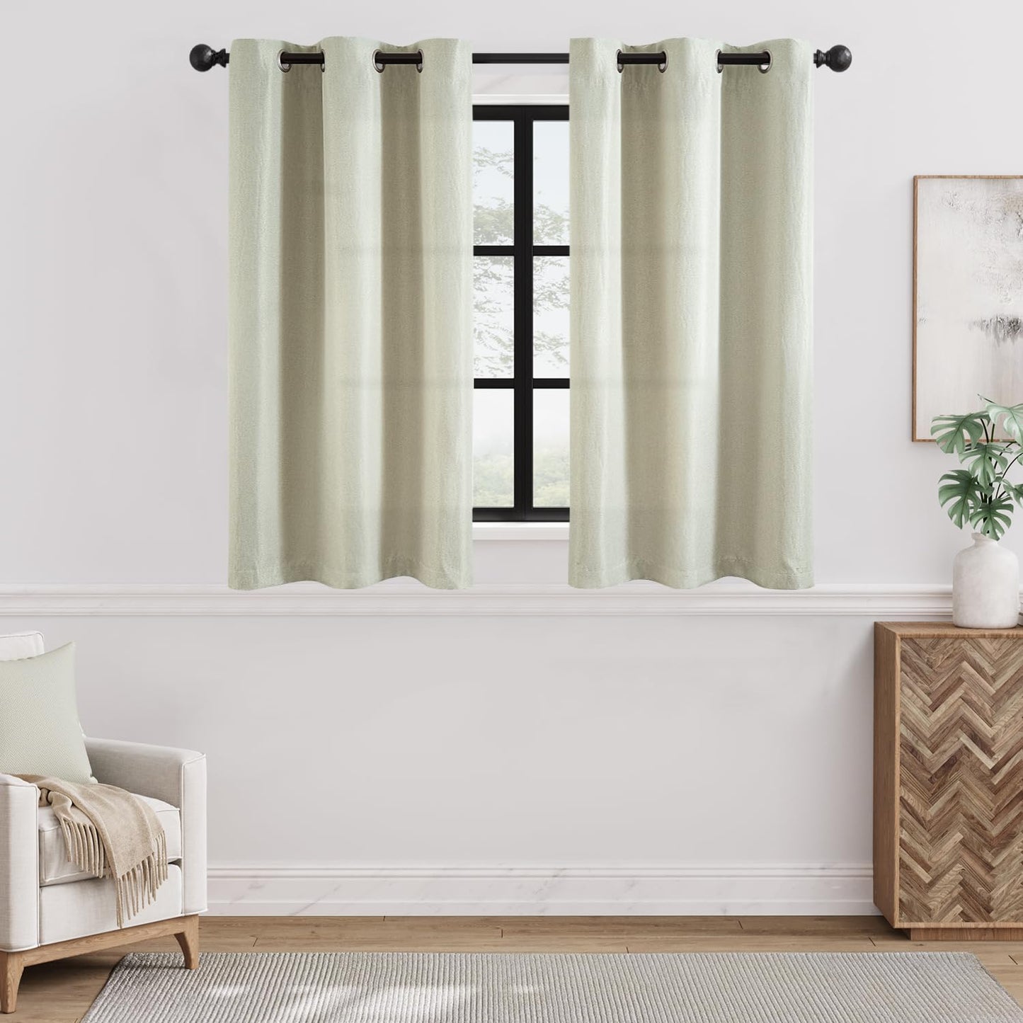 jinchan 70% Blackout Linen Textured Curtain for Living Room Darkening 84 Inch Long Bedroom Curtain Thermal Insulated Curtain Greyish Beige Curtain Grommet Top Window Curtain 1 Panel