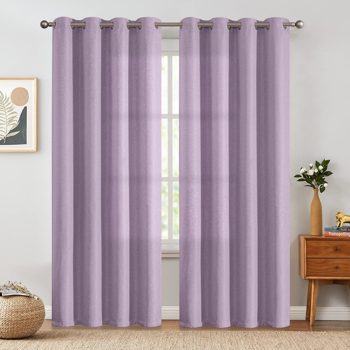 jinchan 70% Blackout Linen Textured Curtain for Living Room Darkening 84 Inch Long Bedroom Curtain Thermal Insulated Curtain Greyish Beige Curtain Grommet Top Window Curtain 1 Panel