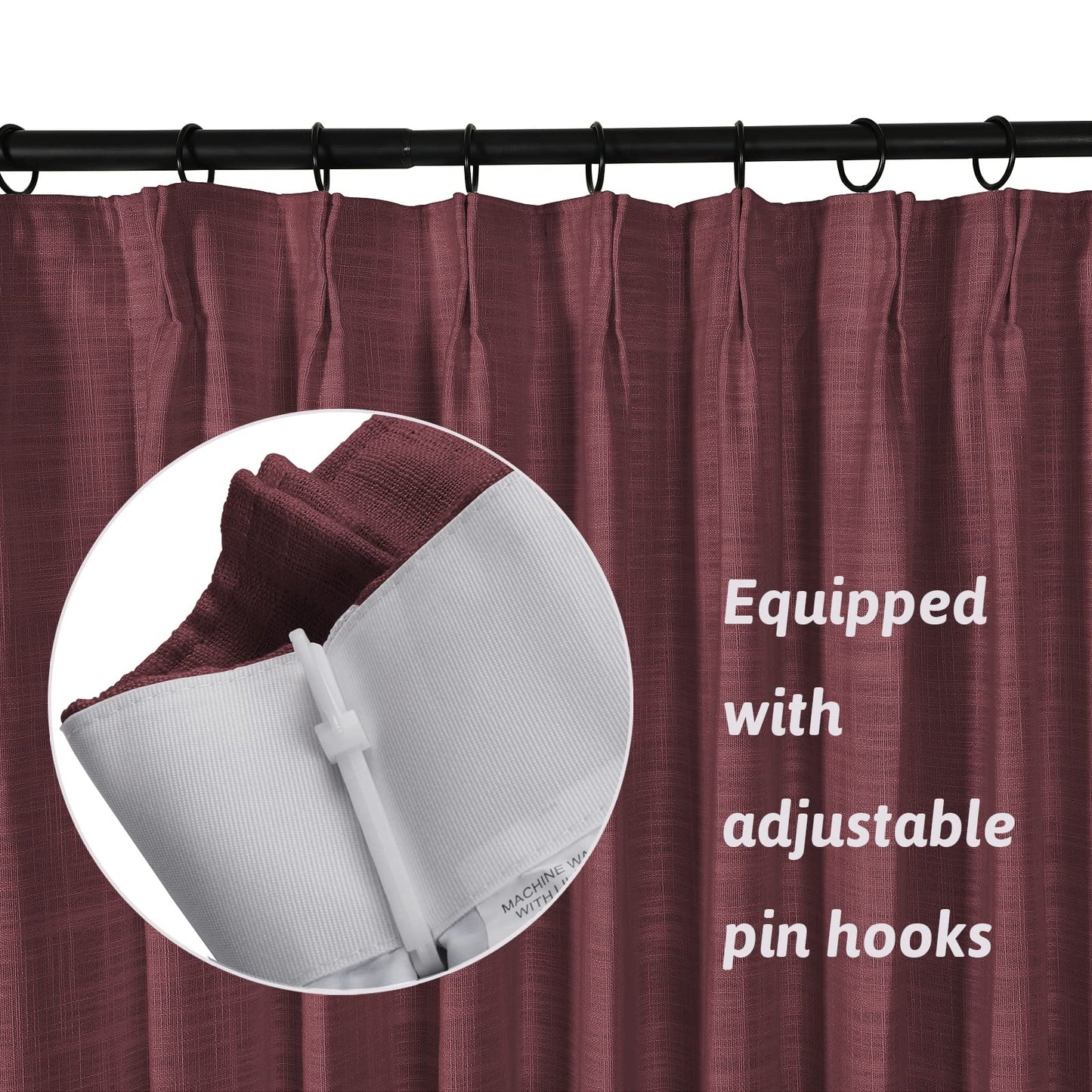Drapifytex Pinch Pleat Polyester Faux Linen Curtain, 100 Inches Wide by 102 Inches Long, Beige Texture Curtains for Living Room and Bedroom (1 Panel)