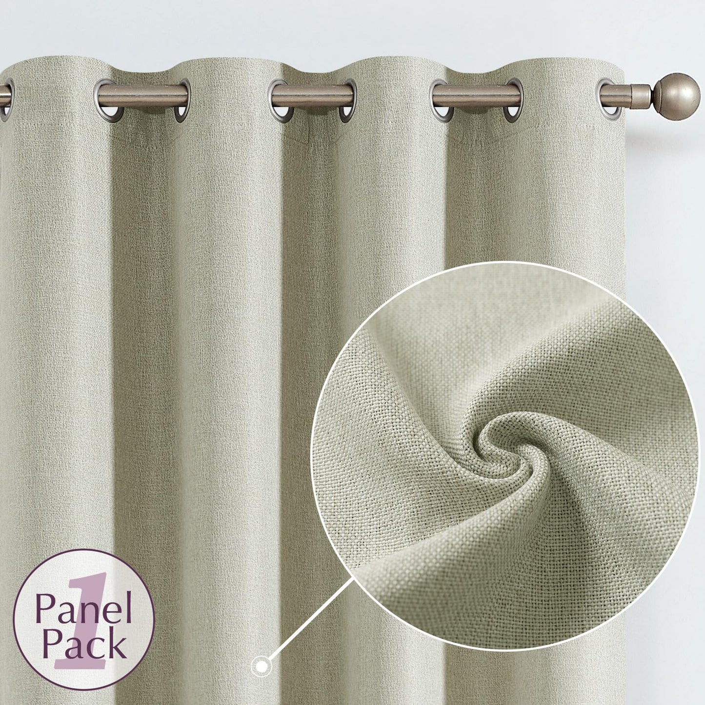 jinchan 70% Blackout Linen Textured Curtain for Living Room Darkening 84 Inch Long Bedroom Curtain Thermal Insulated Curtain Greyish Beige Curtain Grommet Top Window Curtain 1 Panel