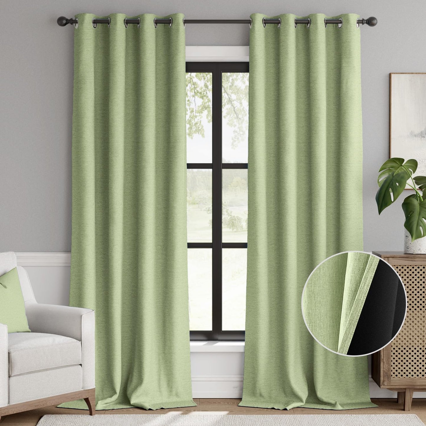 jinchan 70% Blackout Linen Textured Curtain for Living Room Darkening 84 Inch Long Bedroom Curtain Thermal Insulated Curtain Greyish Beige Curtain Grommet Top Window Curtain 1 Panel