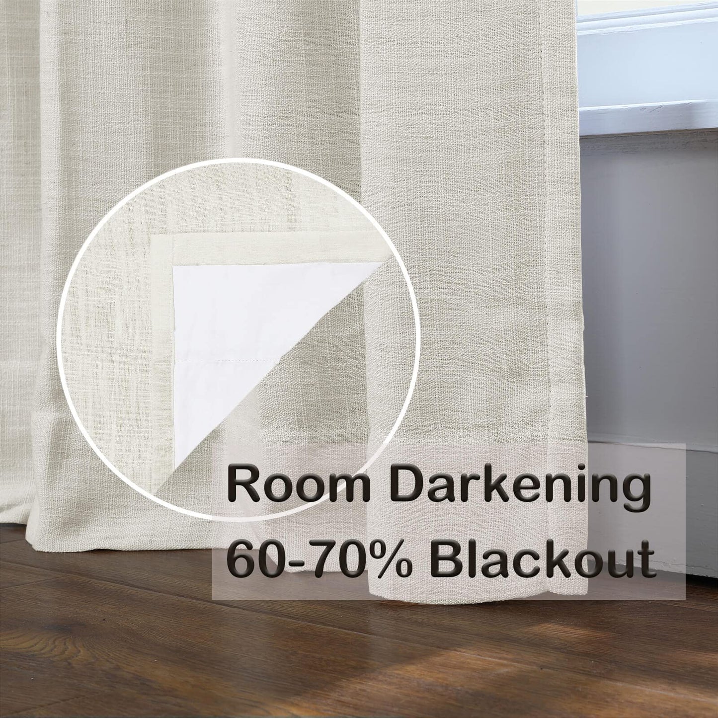 Drapifytex Pinch Pleat Polyester Faux Linen Curtain, 100 Inches Wide by 102 Inches Long, Beige Texture Curtains for Living Room and Bedroom (1 Panel)