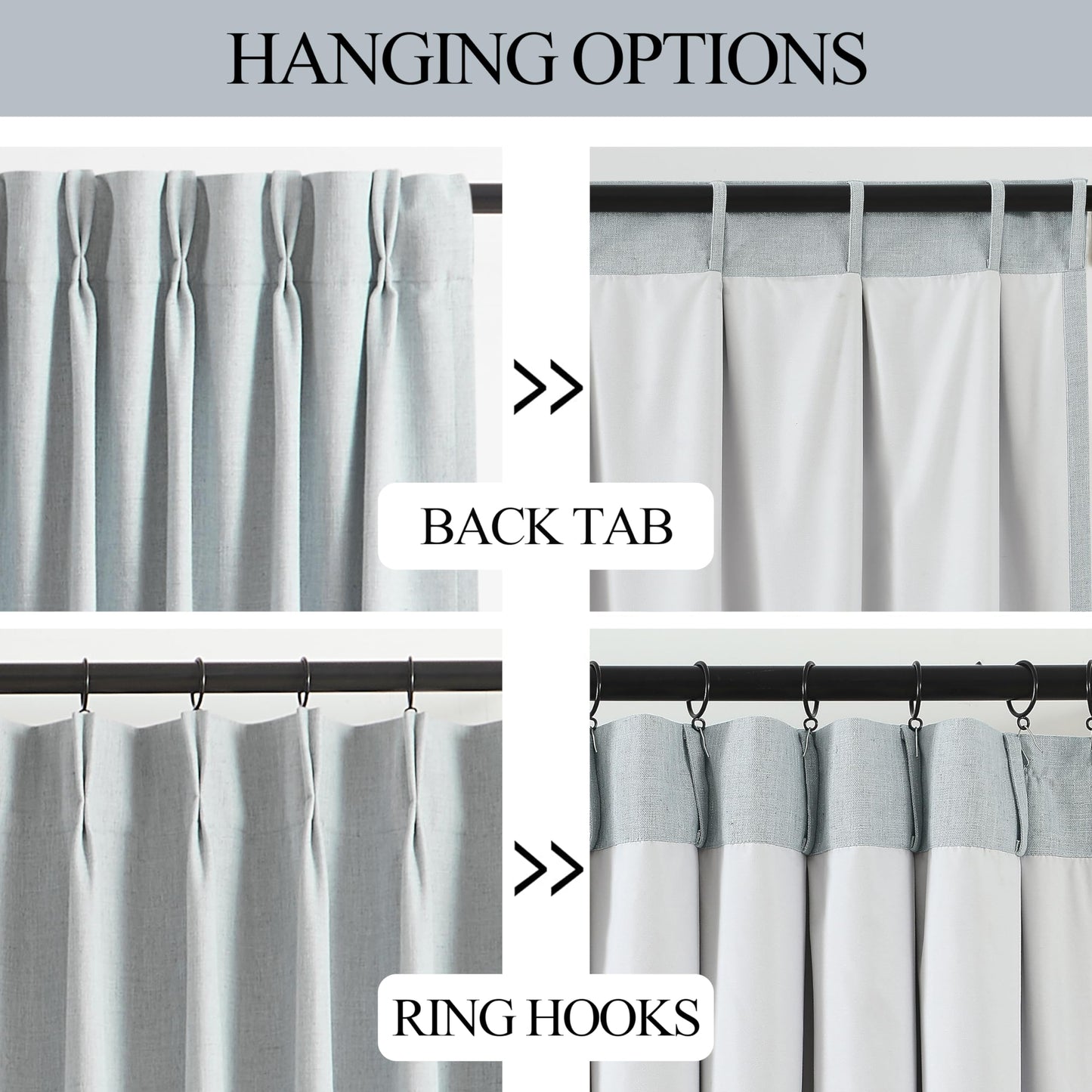 Vision Home Natural Pinch Pleated Full Blackout Curtains Linen Blended Room Darkening Window Curtains 95 inch for Living Room Bedroom Thermal Insulated Pinch Pleat Drapes with Hooks 2 Panel 40"Wx95"L