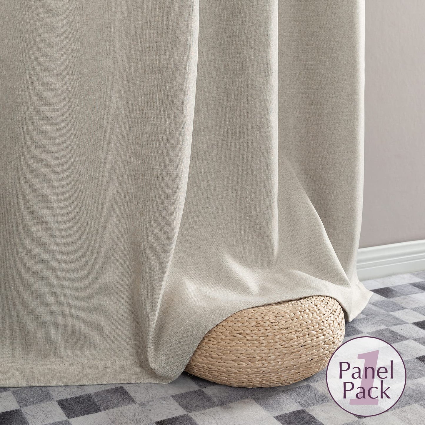 jinchan 70% Blackout Linen Textured Curtain for Living Room Darkening 84 Inch Long Bedroom Curtain Thermal Insulated Curtain Greyish Beige Curtain Grommet Top Window Curtain 1 Panel
