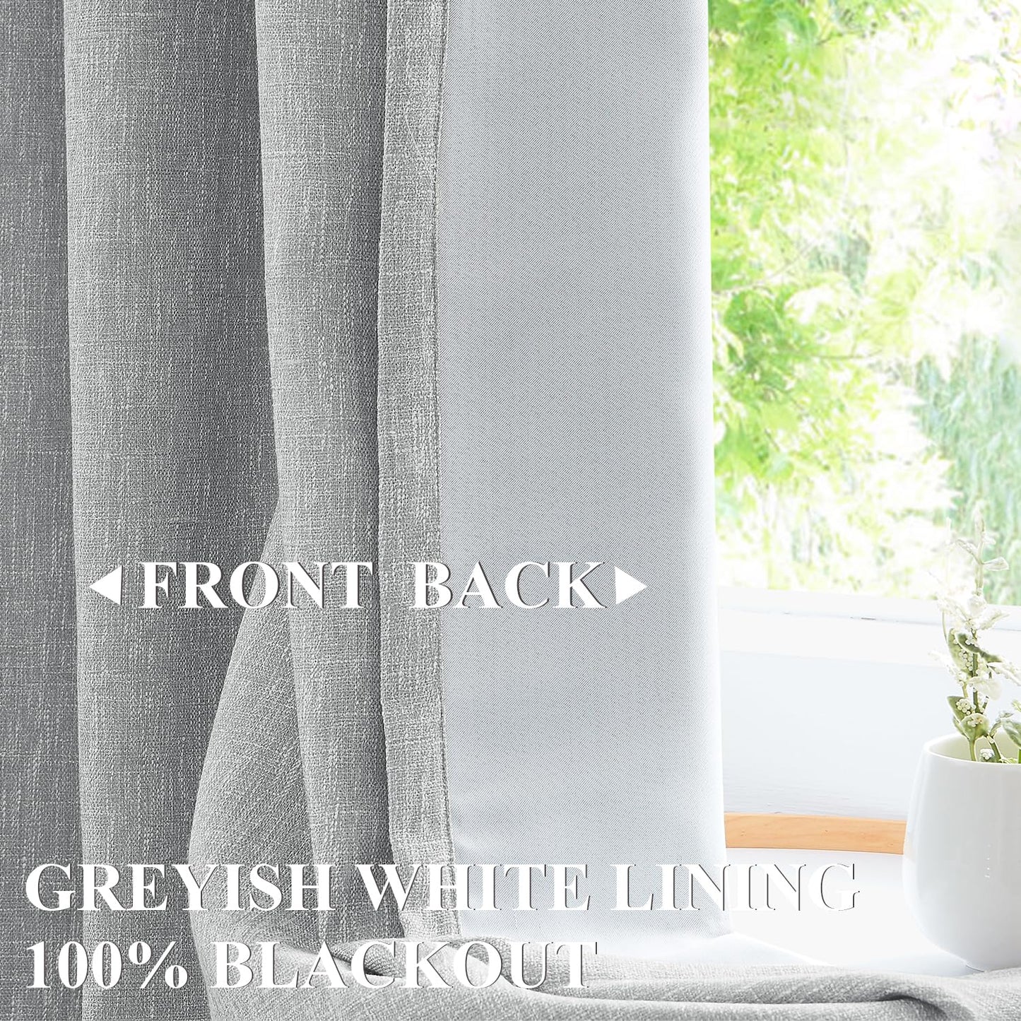 Vision Home Natural Pinch Pleated Full Blackout Curtains Linen Blended Room Darkening Window Curtains 95 inch for Living Room Bedroom Thermal Insulated Pinch Pleat Drapes with Hooks 2 Panel 40"Wx95"L