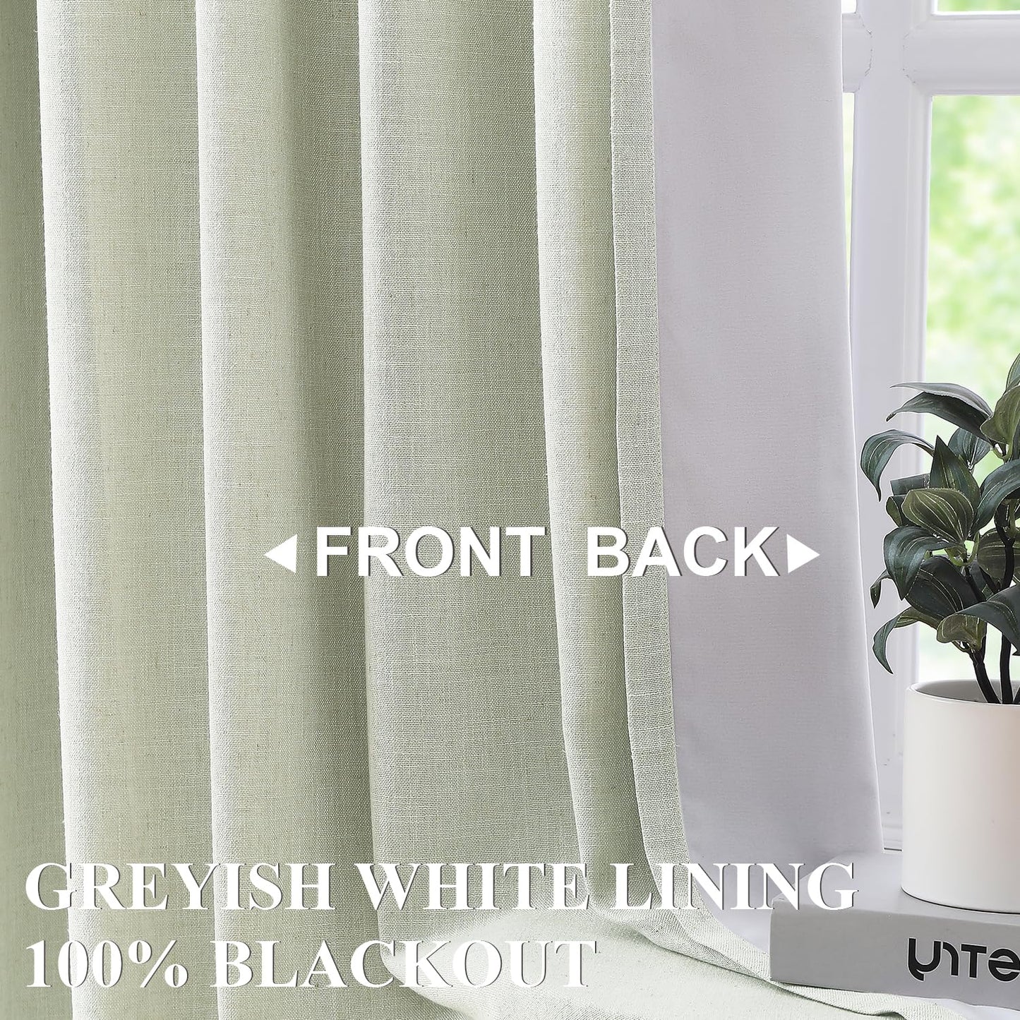 Vision Home Natural Pinch Pleated Full Blackout Curtains Linen Blended Room Darkening Window Curtains 95 inch for Living Room Bedroom Thermal Insulated Pinch Pleat Drapes with Hooks 2 Panel 40"Wx95"L