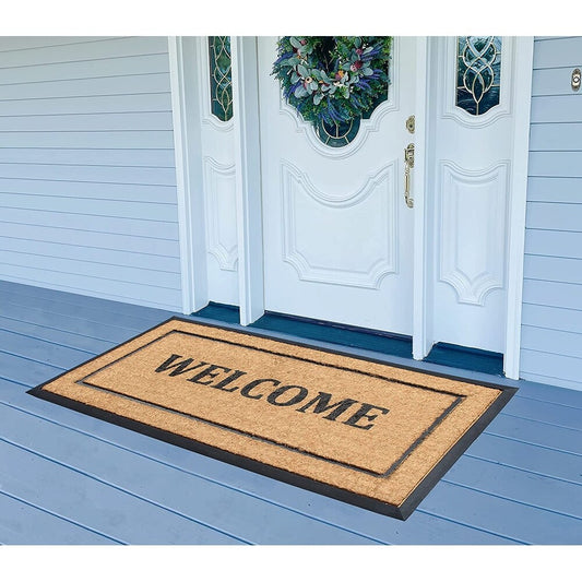 2-ft x 3-ft Rectangular. Black Rubber/Coir WelcomeDoor Mat Indoor or Outdoor